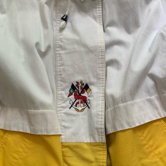 IZZI SPIRIT Vintage Jacket Sz Large Nautical Retro Preppy White And Yellow - Picture 9 of 13